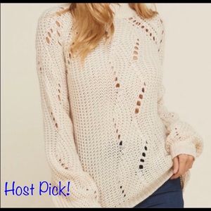 🌼HP!!🌼 Annabelle USA Beige Crochet Knit Sweater